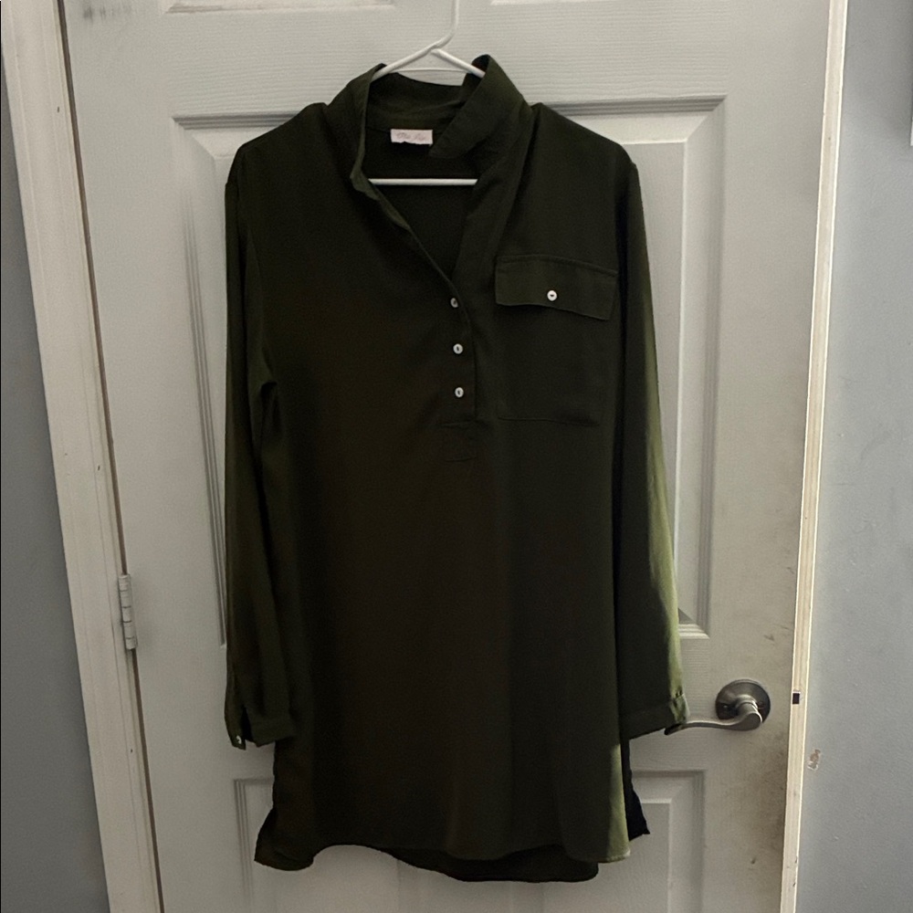 Pink Lily Dark Green Tunic Dress